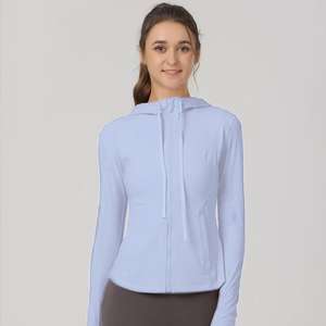 Custom Logo Breathable Quick Dry Eco-Friendly Yoga <b>Jacket</b> Women's Long Sleeve Athletic <b>Workout</b> Full Zip up - Product Image 2