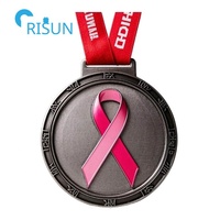 Fabrication de médailles personnalisées pour femmes, en ruban rose pailleté, pour la sensibilisation au cancer du sein, médaille, médaillon, récompense, médaille personnalisée pour le sein