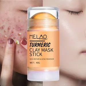 Máscara de cinza branqueadora para acne de marca própria, máscara de desintoxicação orgânica de cúrcuma para rosto, máscara de argila e bastão de cúrcuma