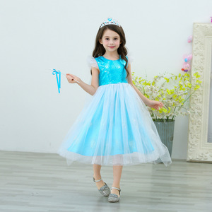 2020 fashion sequined sleeveless <span class=keywords><strong>Frozen</strong></span> <span class=keywords><strong>elsa</strong></span> dress for kids party - Product Image 2