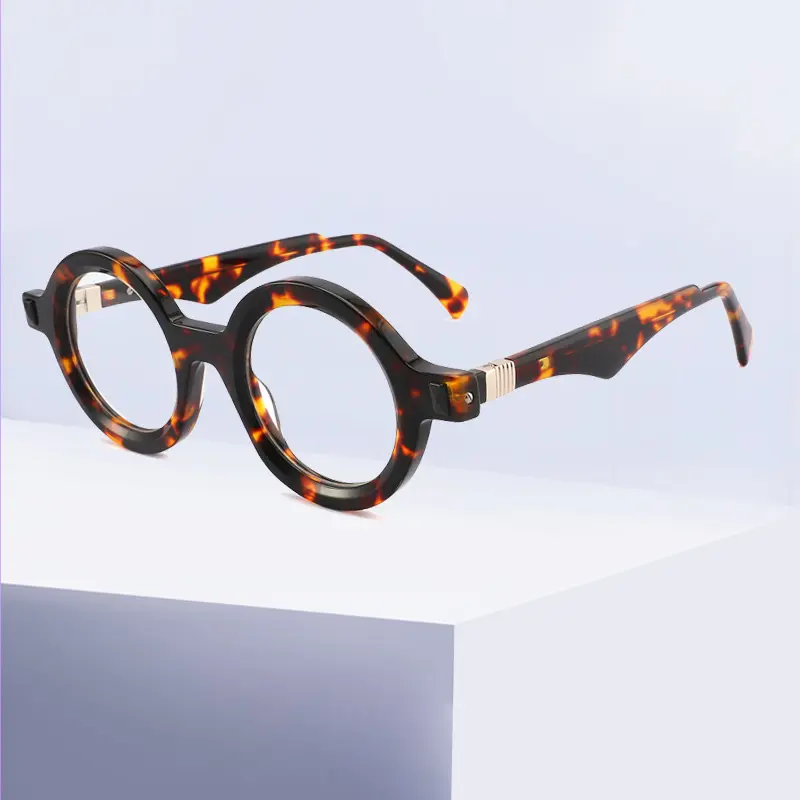 2024 Retro klasik yuvarlak şekil asetat gözlük çerçevesi tasarımcı tarzı High End gözlük çerçeveleri