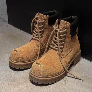 Bottes en cuir marron pour hommes, hauteur du talon 20 cm, style vintage rare, bottes hautes à semelles épaisses, grande taille, bottes de moto tendance - Product Image 1