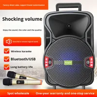 Haut-parleur Bluetooth intégré avec microphone de 12 pouces, chariot de danse carrée, haut-parleur portable de karaoké pour l'extérieur
