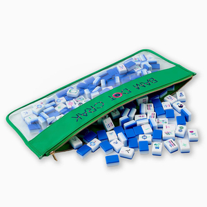 Juego de Mahjong Americano Azul Premium Miss, 160 Fichas Acrílicas Duraderas, Cuatro Estantes Apilables, Resistente al Agua, para 4 Jugadores, Juegos Familiares <span class=keywords><strong>VIP</strong></span> - Product Image 6