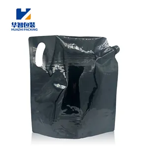 Customized reusable high capacity chemical liquid machine engine oil packaging Spout Doypack bags with plastic handle