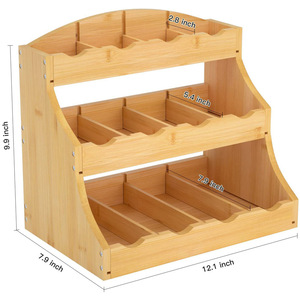 Étagère de rangement en bois à trois niveaux 9,9x12,1x7,9 pouces, organisateur de comptoir de cuisine pour thé, café et épices - Product Image 1