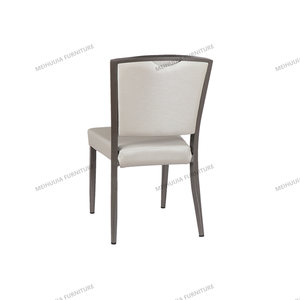 Modern bej deri yemek sandalyesi kahverengi alüminyum boru taklit ahşap yüksek yoğunluklu köpük yastık döşemeli otel oturma odası - Product Image 6