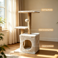 Arbre à chat d'intérieur élégant avec plusieurs plateformes, poteaux à gratter en sisal et jouet interactif suspendu – Mobilier moderne pour chat
