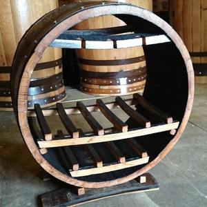 Personnalisable Vintage Chêne Bois Baril 18-Bouteille Forme Ronde Empilable Utilisation Intérieure Casier à Vin Étage Présentoir à Vin - Product Image 3