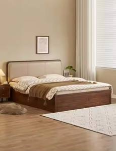 Lit moderne personnalisé M101G <span class=keywords><strong>GORANGE</strong></span> en bois massif, taille Queen/King, avec tête de lit allongée, structure en bois massif de frêne de Manchourie pour chambre à coucher - Product Image 6