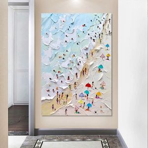 Il tramonto sul mare dipinto a mano Idea Canvas Large Handmade Wall Art strutturato Modern Home Decor pittura a olio - Product Image 1