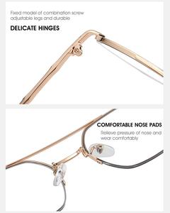 Gafas de Sol Modernas con Marco Semi-Cuadrado y Diseño de Doble Puente Metálico, <span class=keywords><strong>Lentes</strong></span> Fotocromáticas con Protección <span class=keywords><strong>Anti</strong></span>-<span class=keywords><strong>Luz</strong></span> <span class=keywords><strong>Azul</strong></span> para Uso en Interiores y Exteriores, 2025 - Product Image 4