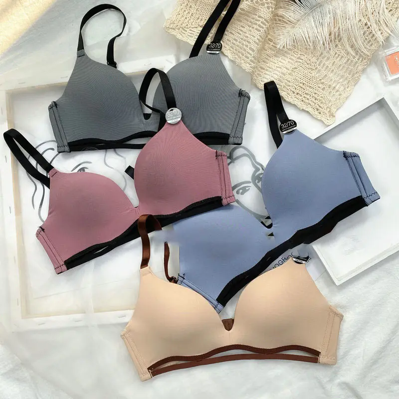 Sujetador de copa pequeña sin aros para mujer, Bralette suave, Sexy, sin costuras, Push Up, de una pieza, acolchado, 4 colores, 32 tallas