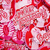 Parches Bordados Personalizados con Logotipo, Parches Termoadhesivos Amour Toujours, Parches Bordados Love Always para Gorras y Ropa