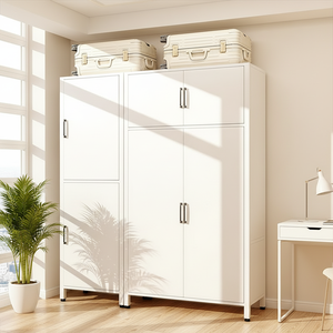 Armario de Acero Reforzado de Diseño Simple que Ahorra Espacio para Apartamentos Pequeños, Fácil de Montar, Armario de Gran Capacidad para Guardar Ropa - Product Image 1
