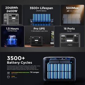 Station d'alimentation portable CTECHi 2400W, 2000Wh, générateur solaire lithium UPS BMS AC DC, alimentation de secours pour la maison, le camping en plein air - Product Image 5