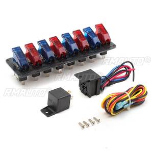 แผงสวิตช์จุดระเบิดแบบกด LED 12V สำหรับรถยนต์ พร้อมไฟ LED สีฟ้า 4 ดวง และสีแดง 4 ดวง - Product Image 2
