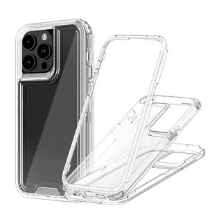 3 In 1 Kleurrijke Combo Telefoon Case Voor Iphone 15 Pro Max Clear Beschermende Case Heavy Duty Clear Triple Case Voor Iphone 15