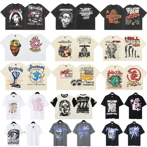 Vendita diretta in fabbrica serie Trendy Hell e Star stampate in puro cotone da uomo magliette estive Casual a maniche corte da donna - Product Image 6