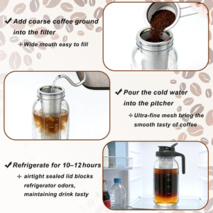 เครื่องชงกาแฟโคลด์บรูว์แบบพกพาขนาดเล็ก พร้อมแก้วบอโรซิลิเกตและตัวเครื่องโลหะ - Product Image 3