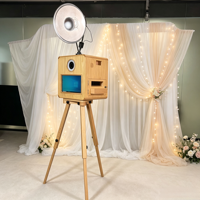 Photomaton rétro à objectif unique avec impression instantanée, boîte d'impression en bois, appareil photo d'impression en libre-service USB/Wi-Fi