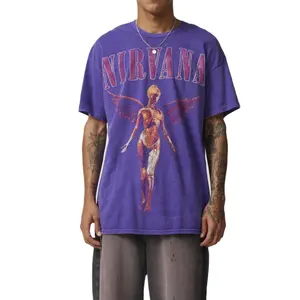 ハイウェイトストリートスタイルプラスサイズメンズTシャツNirvana In the Womb JourneyコットンニットTシャツメンズ