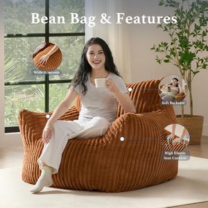 Fauteuil pouf en <span class=keywords><strong>peluche</strong></span> avec accoudoirs pour adultes, canapé de sol moelleux et confortable, fauteuil d'appoint individuel pour salon, chambre et dortoir - Product Image 2