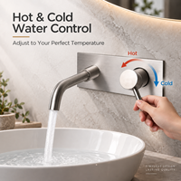 Robinet de lavabo encastré en acier inoxydable avec cartouche céramique, mitigeur mural chaud/froid pour projets hôteliers OEM ODM