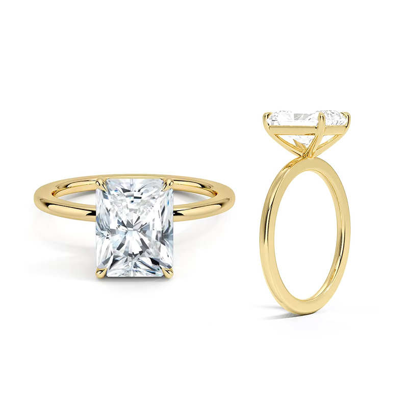 14K radiant cut diamond ring
