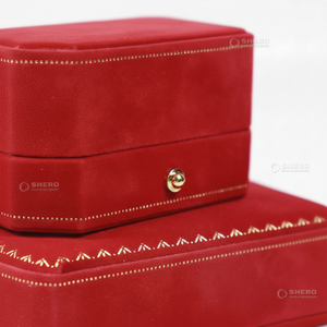 Boîte à bijoux en velours rouge de luxe en gros pour collier, bracelet, boucles d'oreilles, bague, ensemble de bijoux, logo personnalisé, boîte à bijoux de qualité supérieure - Product Image 1