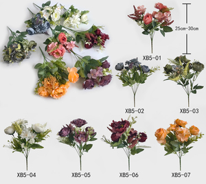 Arreglos Ramo de novia de seda Rosas Rojas Bolas de flores Decoraciones DE BODA Flores artificiales para centros de mesa - Product Image 2