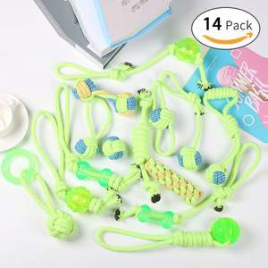 Juego de 14 Juguetes de Cuerda para Masticar para Perros Maiqi, Juguetes Educativos para Mascotas Pequeñas para Limpiar los Dientes - Product Image 1