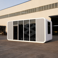 Maison conteneur modulaire préfabriquée de 20 pieds, personnalisée, type Apple Cabin, mobile et transportable, pour Airbnb, camping en plein air et usage commercial