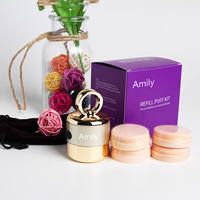 Masseur vibrant électrique portable Amily avec tête remplaçable, sans traces de poudre, pour le maquillage et la beauté