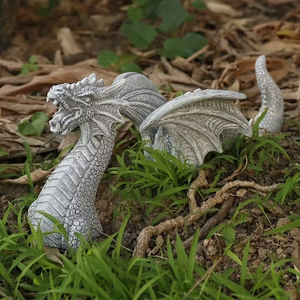 Statuetta di Drago Piccola in Resina con Texture di Pietra Grigia Dipinta a Mano Pezzo Decorativo di Moda per Cortile/Micro Paesaggio Stile Fantasia - Product Image 5