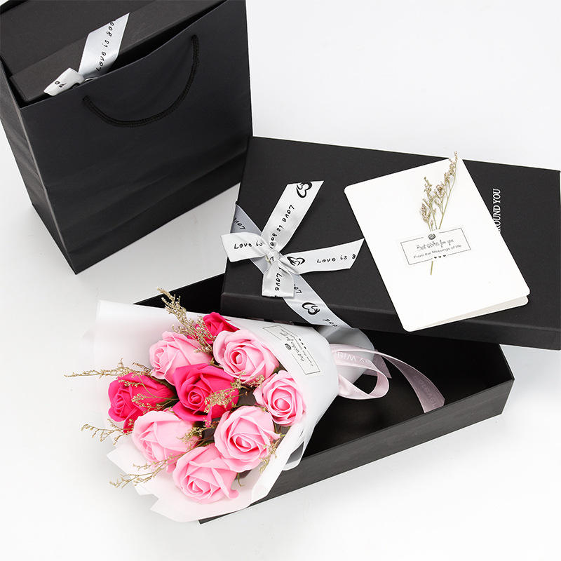 ช่อดอกไม้สีขาวด้าน 9 ช่อ ซีรีส์สีชมพูกุหลาบ