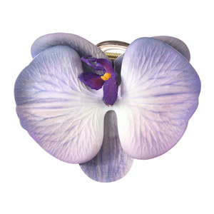 Une coiffe ornée d'orchidées violettes dégradées aux textures florales réalistes, une coiffe haut de gamme de style français. - Product Image 5