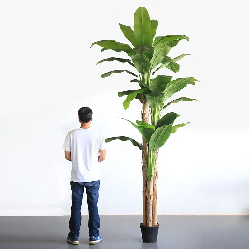 Banane artificielle pour décoration de jardin, fausses plantes et fleurs, bonsaï, feuilles tropicales, vente en gros,