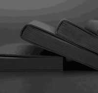 Carnet de notes personnalisé en cuir PU noir souple A5 avec logo personnalisé en relief, agenda non daté élégant, carnet de notes en papier cartonné noir, planificateur journalier