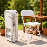 Chaise pliante en plastique blanc robuste Moon empilable avec structure en métal thermolaqué pour événements commerciaux