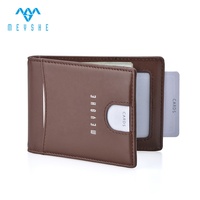 Dompet kulit asli Full Grain, dompet klip uang ramping dengan tempat kartu ID Pop-Up, pemblokiran RFID & fitur Anti Maling desain uniseks
