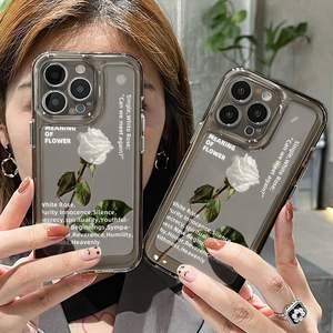Para <span class=keywords><strong>iPhone</strong></span> 14 13 12 11 Pro Max XSmax XR X XS 7 8 Plus Funda transparente para teléfono móvil TPU Simple White Rose - Product Image 6