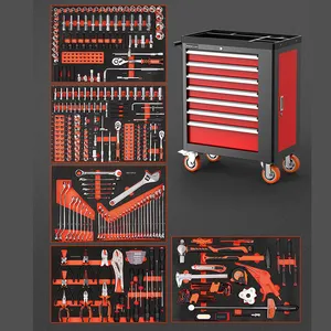 6 7 8 Cajón Móvil Rodante Bloqueable Gabinete de herramientas de metal Carro Taller Cofre de herramientas con mango y ruedas