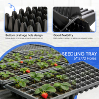 Plateau de semis en plastique noir PS pour agriculture, 50 alvéoles, pour la culture de plantes, la plantation, la pépinière, le riz, les graines