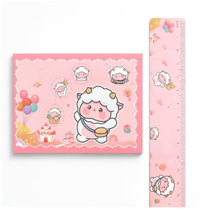 ชุดเครื่องเขียนแบบพกพาหลายชิ้น ลายการ์ตูนน่ารัก สำหรับเด็กประถม วัสดุพลาสติก กระดาษ และไม้ เหมาะสำหรับเป็นของขวัญช่วงเปิดเทอม ขายส่ง - Product Image 2