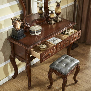 Cómoda de Madera Maciza Tallada de Estilo Clásico Americano con Espejo para Dormitorio, Muebles de Hotel E425 - Product Image 4