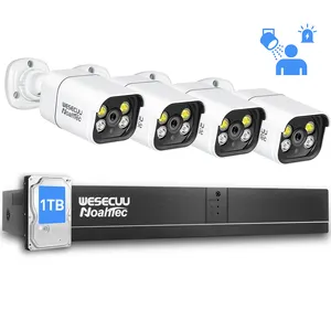 Weecuu-cámara IP de 8 canales, kits de CCTV con Audio incorporado, impermeable, sistema de videovigilancia, 4K, 8MP, POE, torreta
