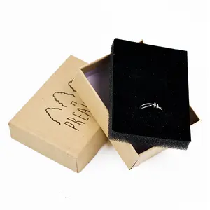 Boîte à bijoux avec couvercle et base en papier cartonné rigide rempli de mousse Emballage pour cadeau de collier et bague Boîte d'emballage pour bijoux