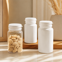Nouveauté : Flacons en plastique PET de 100 ml à large ouverture avec bouchon à clapet, de qualité alimentaire, pour le remplissage de comprimés nutritionnels