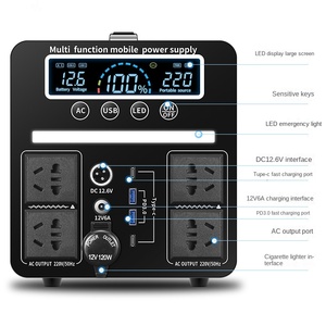 Alimentation mobile extérieure 220V 1500W, onde sinusoïdale pure, batterie au lithium, pour voyages <span class=keywords><strong>en</strong></span> autonomie, camping, pannes <span class=keywords><strong>de</strong></span> <span class=keywords><strong>courant</strong></span>, usage domestique <span class=keywords><strong>en</strong></span> cas d'urgence - Product Image 1